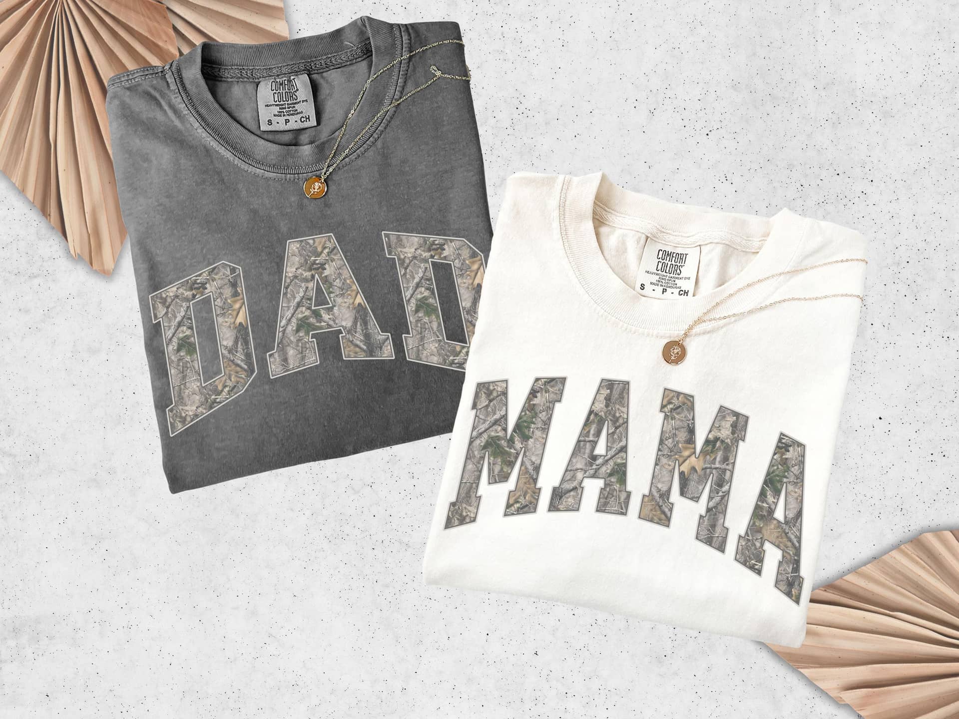 Premium Comfort Colors 1717 T-Shirt with Camo MAMA Print | Soft Wash Cotton Mom Tee thumbnail - detail view