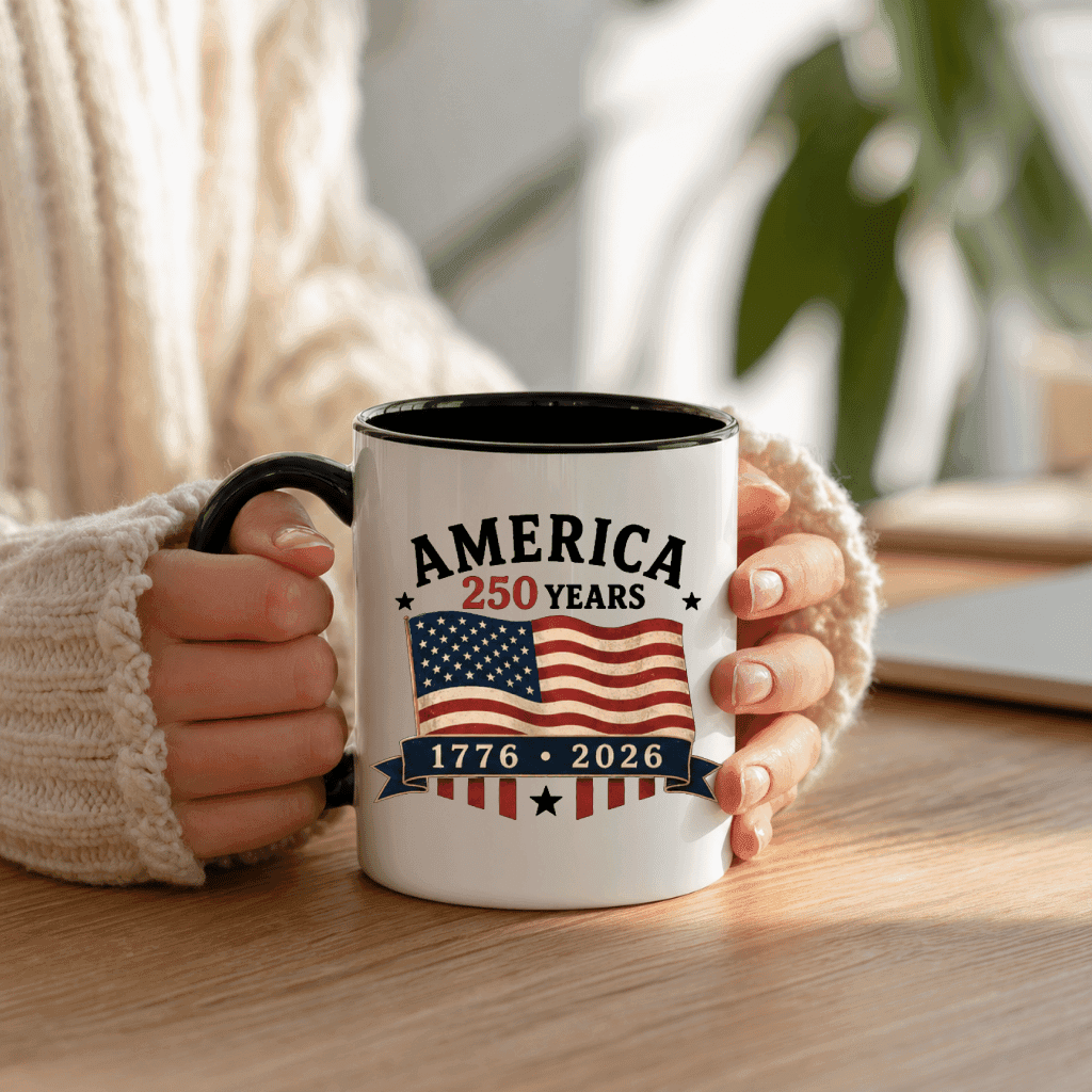 Patriotic USA 250 Accent Mug - 250 Years of Freedom Patriotic Gift for Men Women, Independence Day Graphic thumbnail - lifestyle view