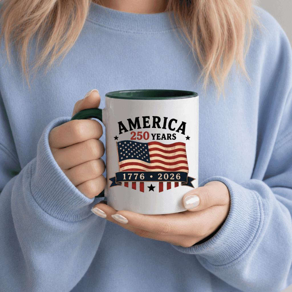 Patriotic USA 250 Accent Mug - 250 Years of Freedom Patriotic Gift for Men Women, Independence Day Graphic thumbnail - detail view