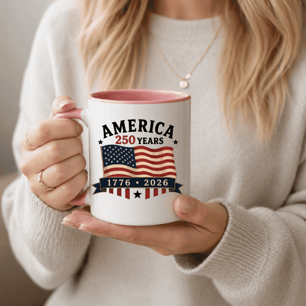 Patriotic USA 250 Accent Mug - 250 Years of Freedom Patriotic Gift for Men Women, Independence Day Graphic thumbnail - back view