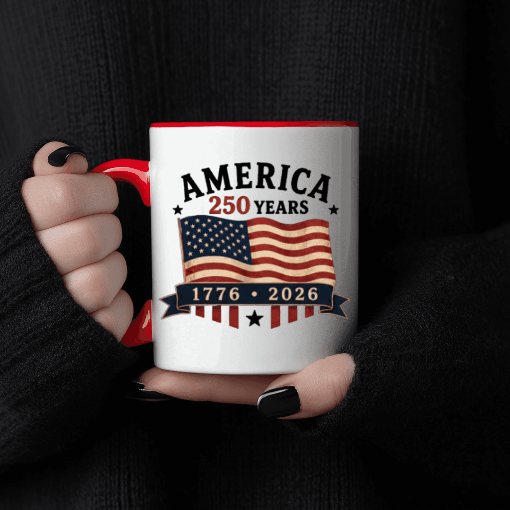 Patriotic USA 250 Accent Mug - 250 Years of Freedom Patriotic Gift for Men Women, Independence Day Graphic thumbnail - close-up view