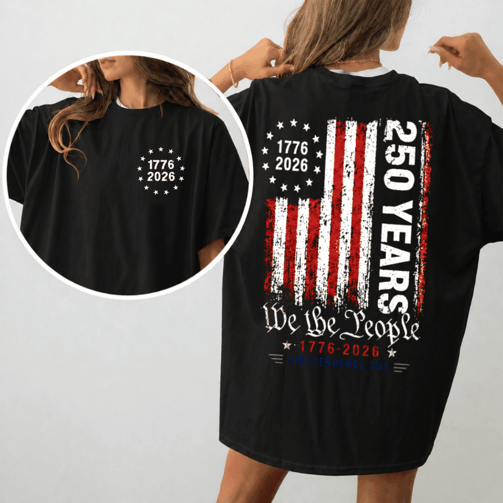 Comfort Colors Freedom 250 Years Shirt – We The People Patriotic Tee 1776-2026, USA Independence Day Gift for Dad thumbnail - back view
