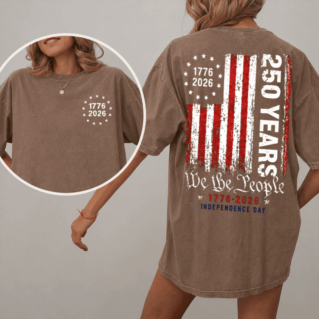 Comfort Colors Freedom 250 Years Shirt – We The People Patriotic Tee 1776-2026, USA Independence Day Gift for Dad thumbnail - lifestyle view