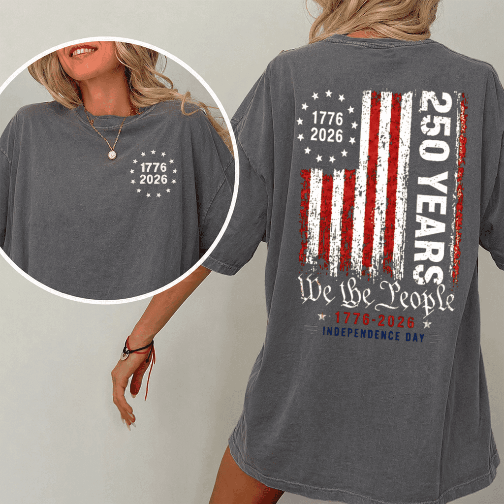 Comfort Colors Freedom 250 Years Shirt – We The People Patriotic Tee 1776-2026, USA Independence Day Gift for Dad thumbnail - close-up view