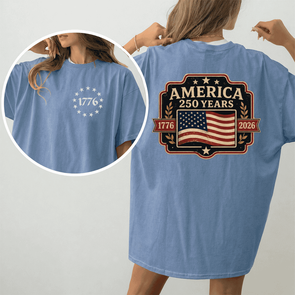 Comfort Colors 250 Years of Freedom Patriotic Shirt  - 250 Years of Freedom Patriotic Gift for Men Women, Independence Day Graphic thumbnail - back view