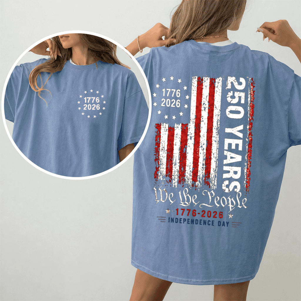 Comfort Colors Freedom 250 Years Shirt – We The People Patriotic Tee 1776-2026, USA Independence Day Gift for Dad thumbnail - detail view