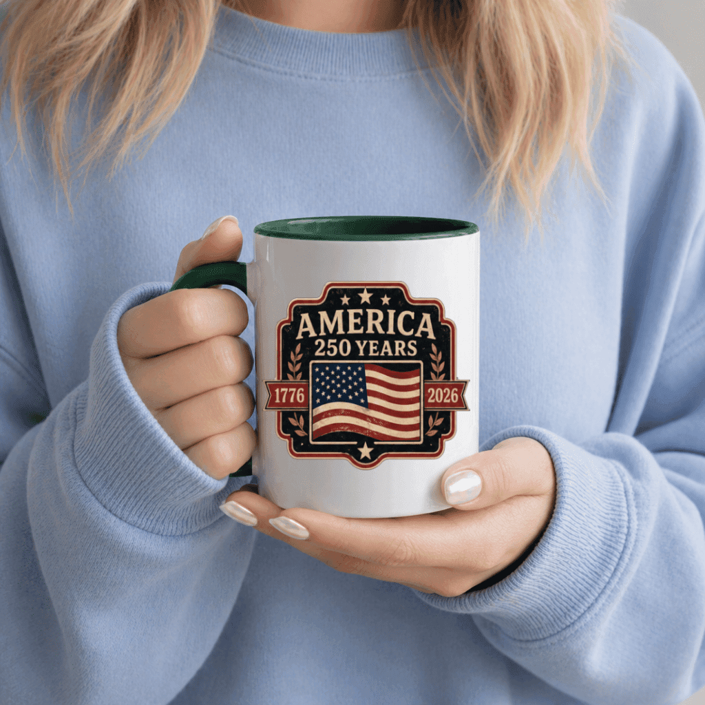 Vintage American 250th Anniversary 1776-2026 Patriotic Accent Mug- USA 1776-2026 Independence Day Gift for Men Women thumbnail - detail view