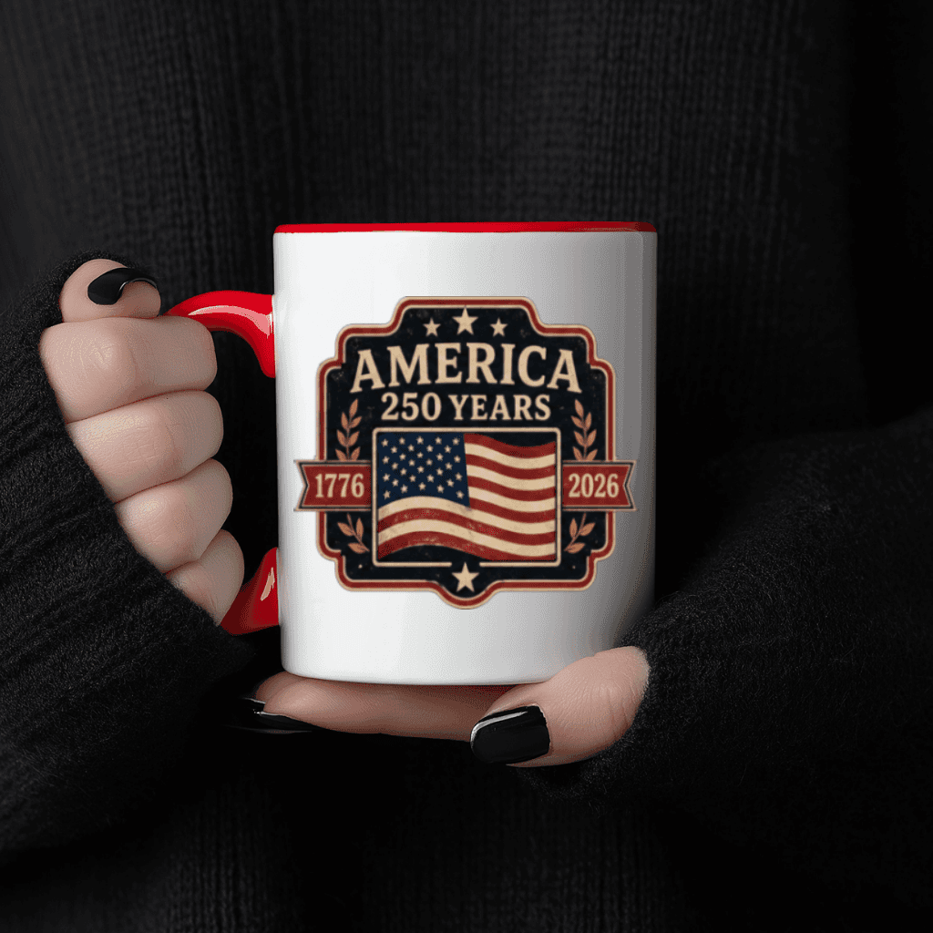 Vintage American 250th Anniversary 1776-2026 Patriotic Accent Mug- USA 1776-2026 Independence Day Gift for Men Women thumbnail - close-up view