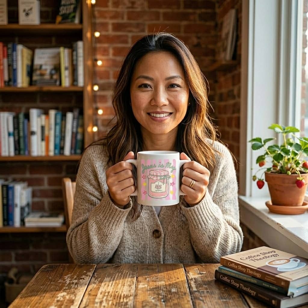 Jesus Is My Jam Ceramic Mug - 11oz Cute Pastel Berry Coffee Cup thumbnail - detail view