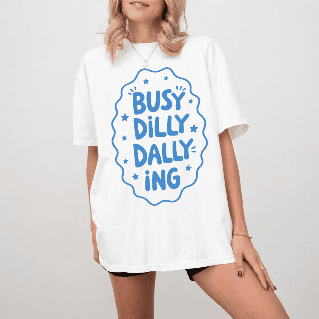 Busy Dilly Dallying Comfort Colors Shirt – Summer Vacation Gift for Her, Girly Aesthetic Tee thumbnail - back view