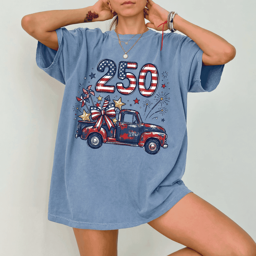 USA 250th Anniversary Fireworks Truck Comfort Colors T-Shirt 4th of July Independence Day Gift, Patriotic Tee thumbnail - back view