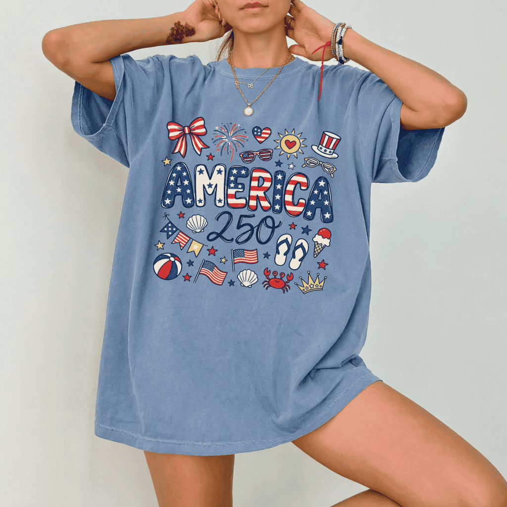 USA 250th Anniversary Comfort Colors T-Shirt – Patriotic 4th of July Gift, 250 Years of Independence thumbnail - back view