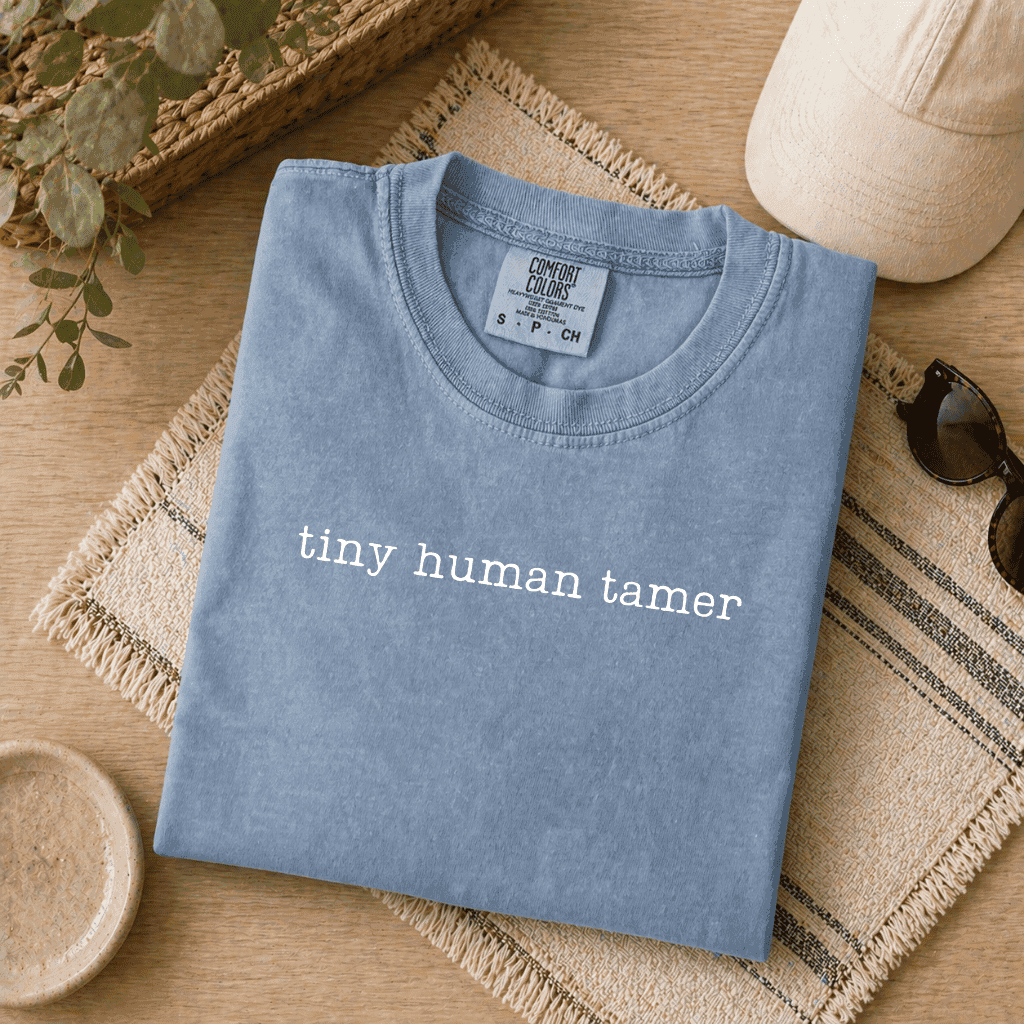 Tiny Human Tamer Comfort Colors Shirt – Daycare Kindergarten Teacher Gift, Preschool Teacher thumbnail - back view