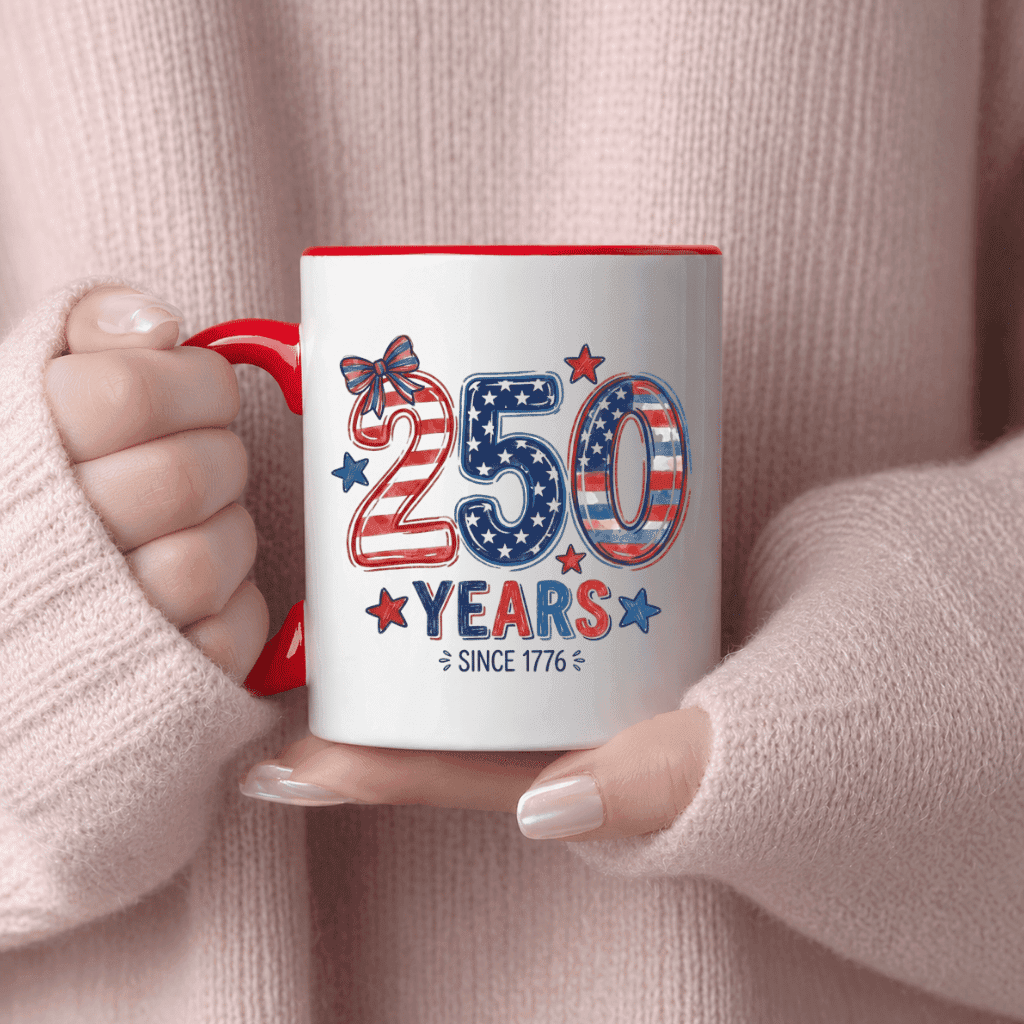 250 Years Since 1776 Accent Mug – Patriotic 4th of July Gift, Independence Day Keepsake thumbnail - back view