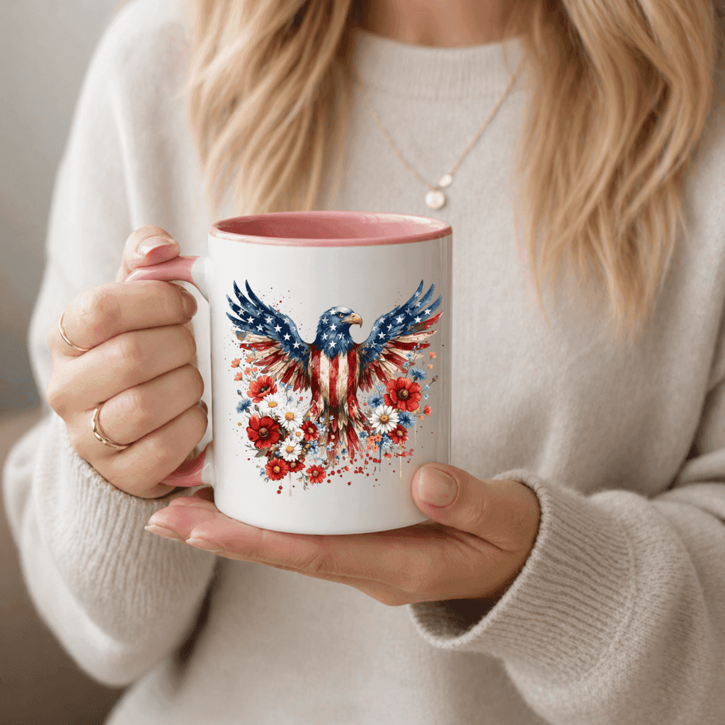 Bald Eagle Accent Mug – USA 250th Anniversary Gift for Proud American, Patriotic Cup thumbnail - lifestyle view