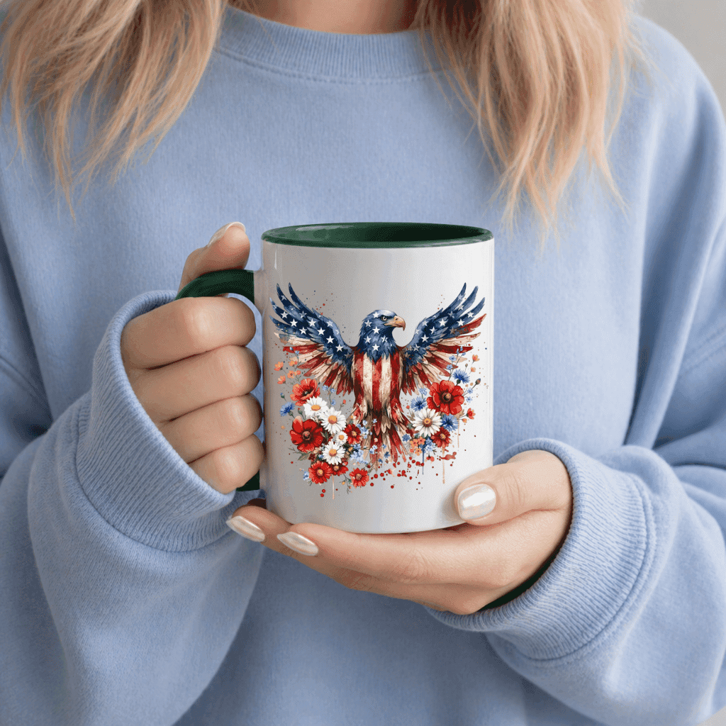 Bald Eagle Accent Mug – USA 250th Anniversary Gift for Proud American, Patriotic Cup thumbnail - back view