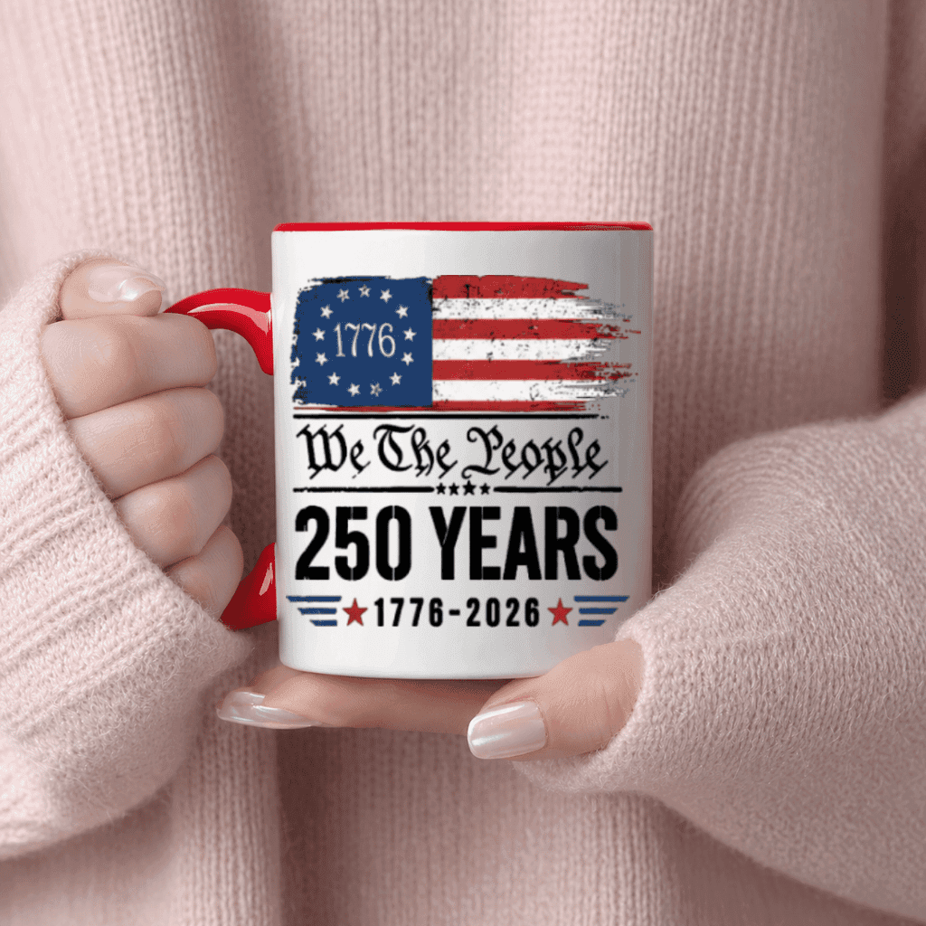 America 250 Years Accent Mug – 4th of July 1776-2026 Tee for Men Women, Distressed Flag Patriotic Design thumbnail - lifestyle view