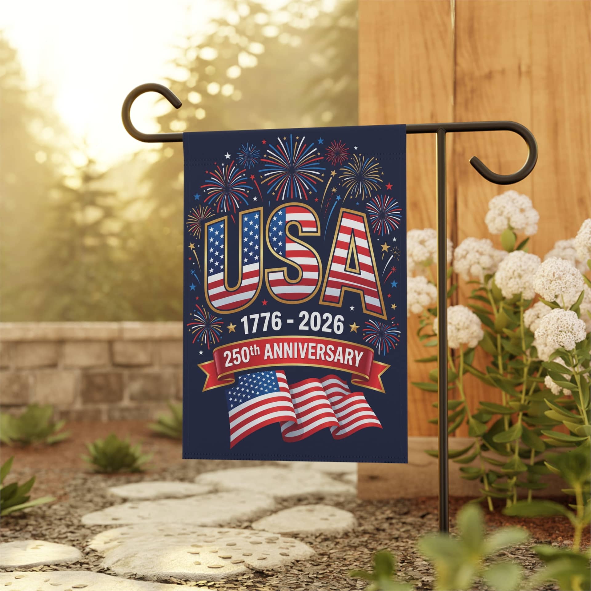 250 Years America Garden Flag – 1776 2026 Patriotic Independence Day Decor thumbnail - back view