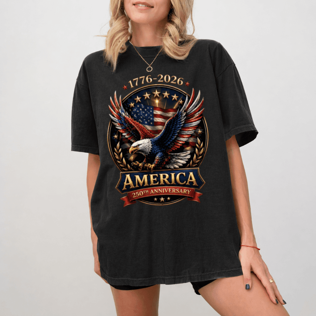 Comfort Colors American Eagle 250th Anniversary Shirt – Independence Day 1776–2026 Patriotic Freedom Tee Gift for Dad thumbnail - back view