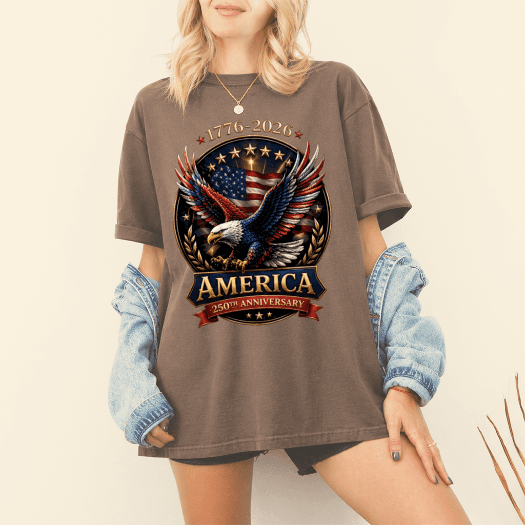 Comfort Colors American Eagle 250th Anniversary Shirt – Independence Day 1776–2026 Patriotic Freedom Tee Gift for Dad thumbnail - lifestyle view