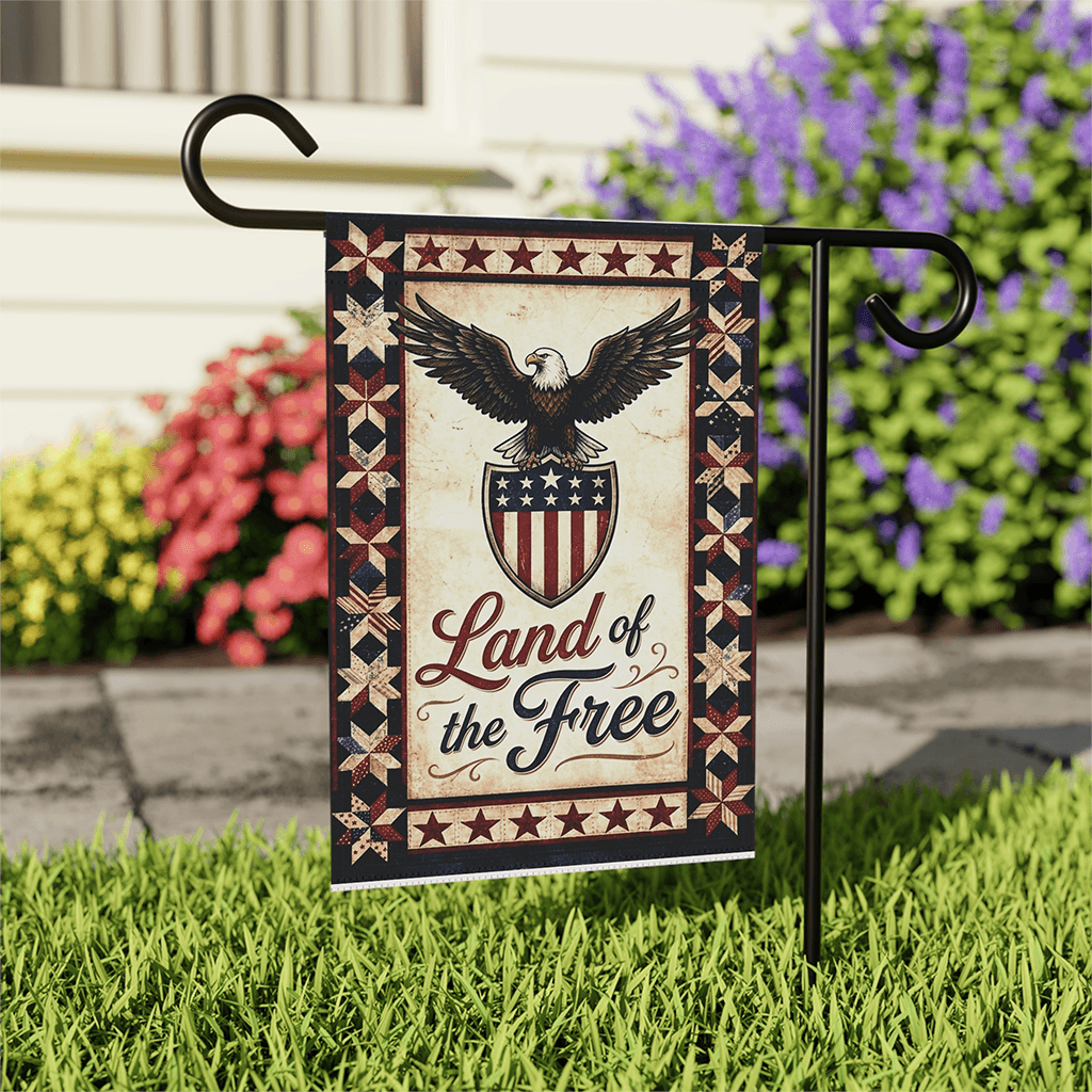 Vintage Land of the Free American Eagle Patriotic Flag - Independence Gift for Him & Her thumbnail - front view