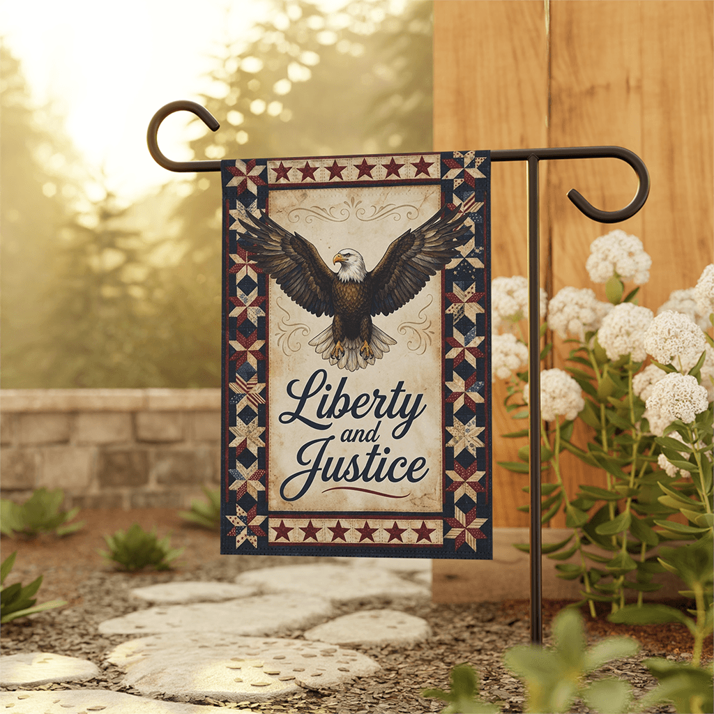 Liberty and Justice American Eagle Flag - 4th of July Gift for Him & Her thumbnail - back view