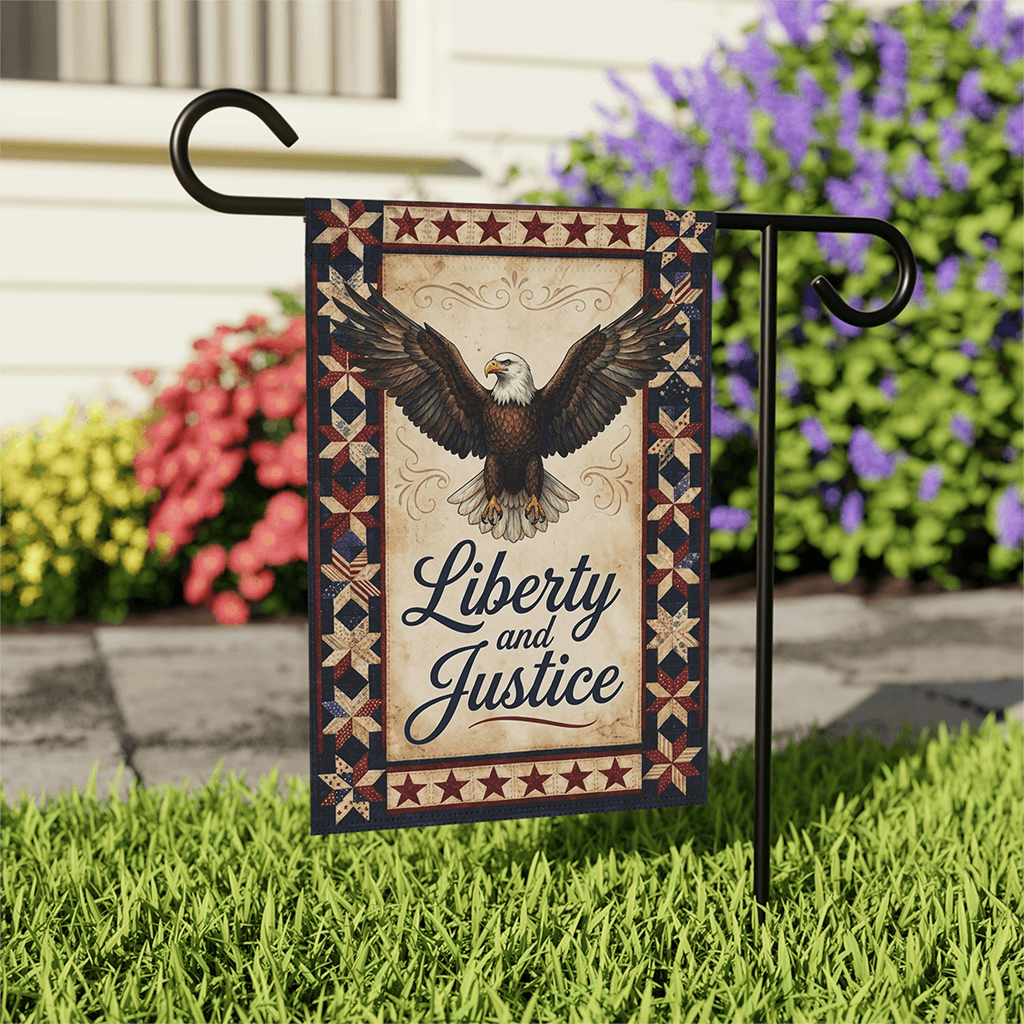 Liberty and Justice American Eagle Flag - 4th of July Gift for Him & Her thumbnail - front view