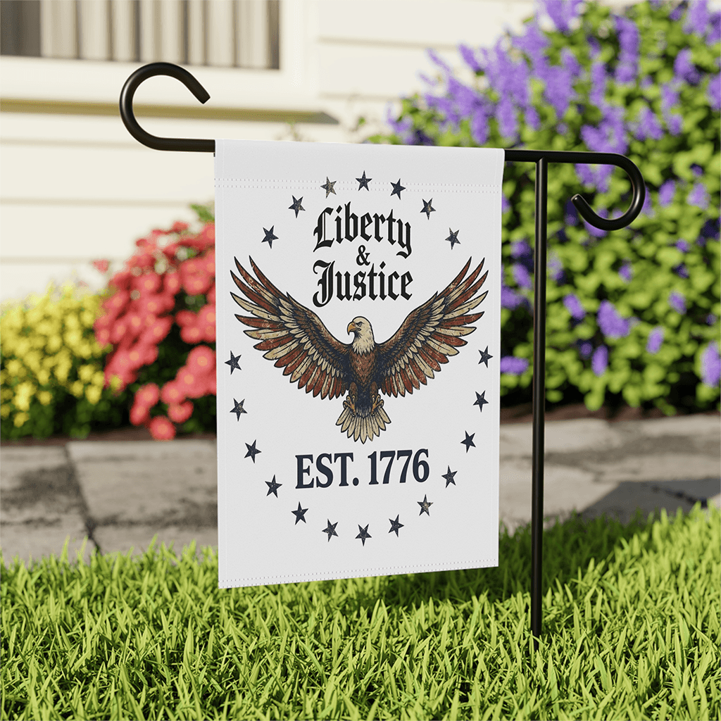 Liberty & Justice American Eagle Patriotic Flag - Independence Gift for Him & Her thumbnail - front view