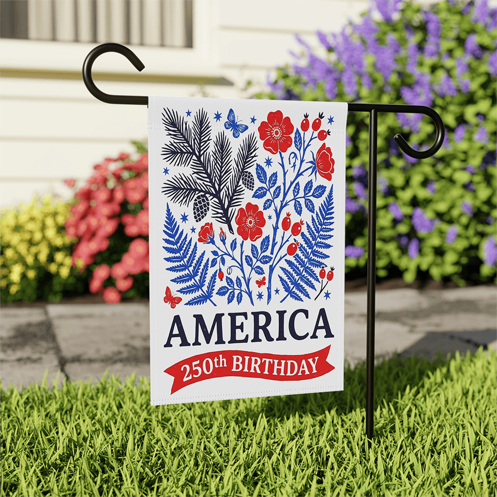 Red White Blue Floral 250th America Birthday Patriotic Flag - Independence Gift for Her thumbnail - front view