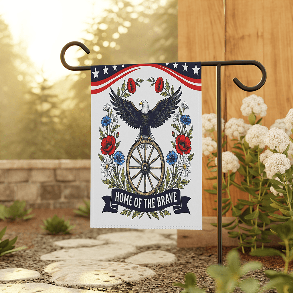 Home Of Brave Patriotic Eagle USA 250th Anniversary Flag - 4th of July Decor Gift thumbnail - back view