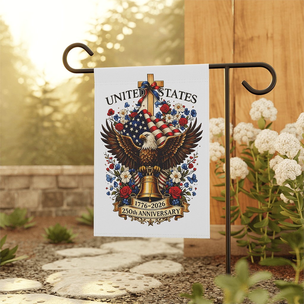 250th Anniversary USA Patriotic Eagle Garden Flag - Independence Day Gift for Him & Her thumbnail - front view