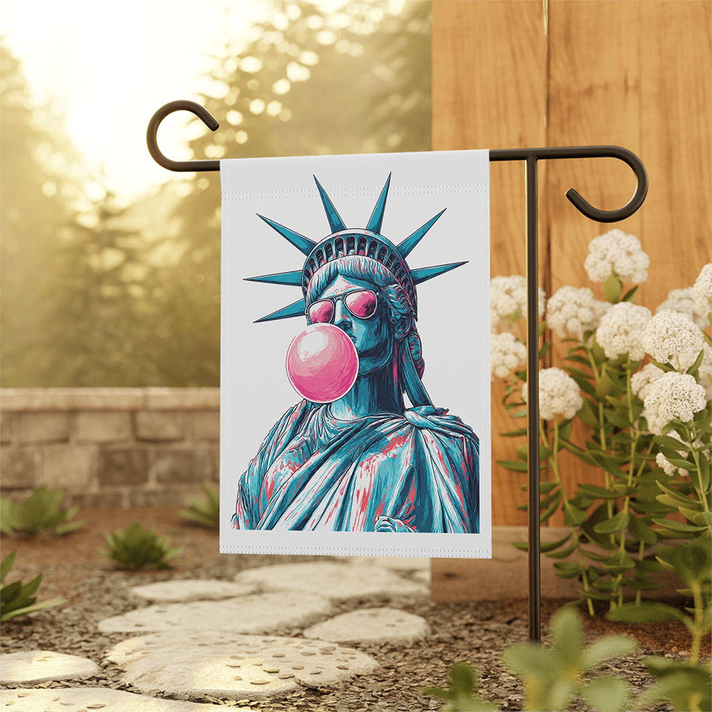 Funny America Statue of Liberty Garden Flag - Funny Gift for USA 250th Anniversary thumbnail - back view
