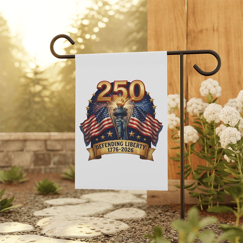USA 250th Anniversary Garden Flag - 4th of July Patriotic Gift for Him & Her thumbnail - back view