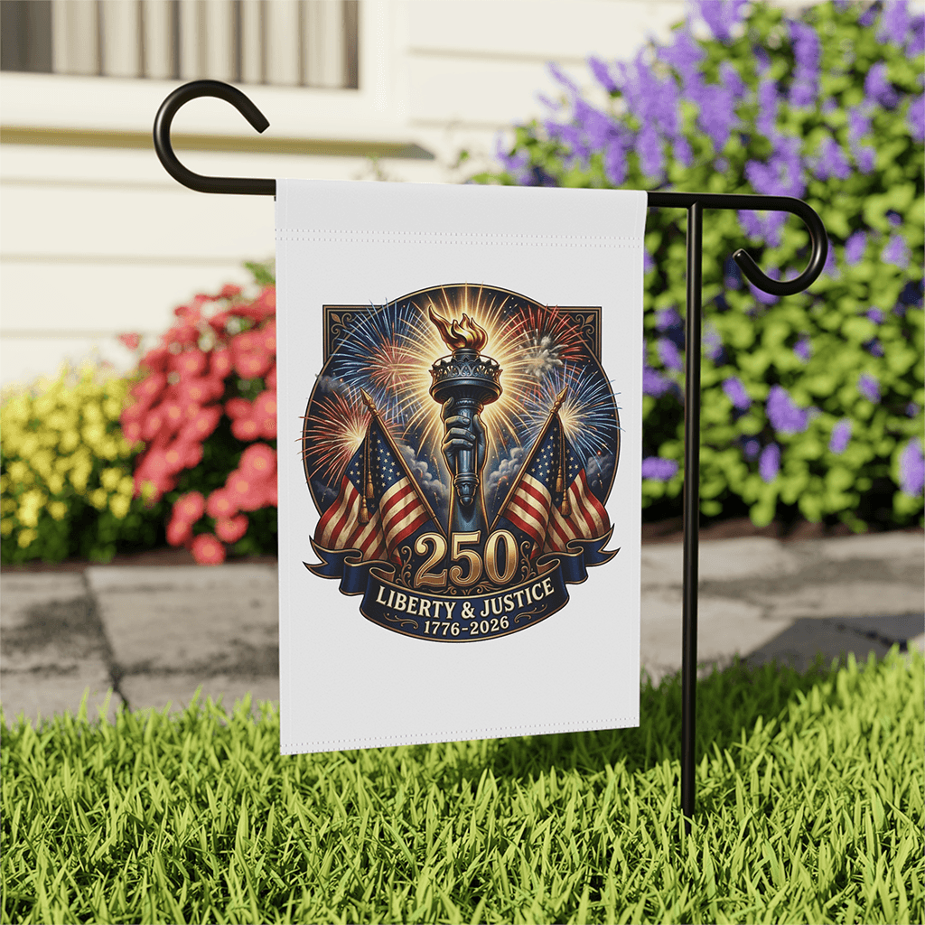 Liberty & Justice USA 250th Anniversary Garden Flag - Independence Day Gift for Her thumbnail - front view
