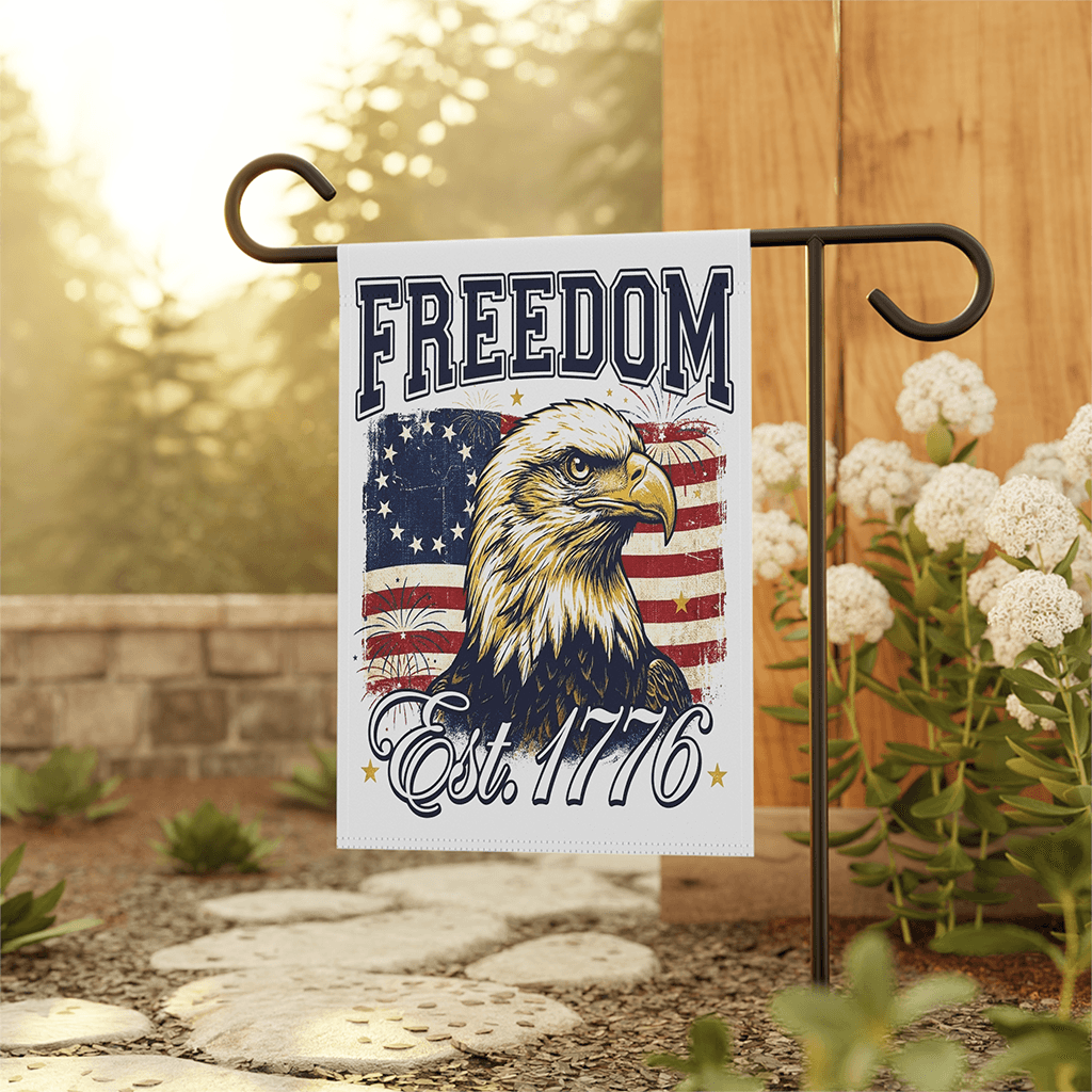 Vintage Freedom est 1776 USA Patriotic Eagle Flag - 250th Anniversary Gift for Him thumbnail - back view