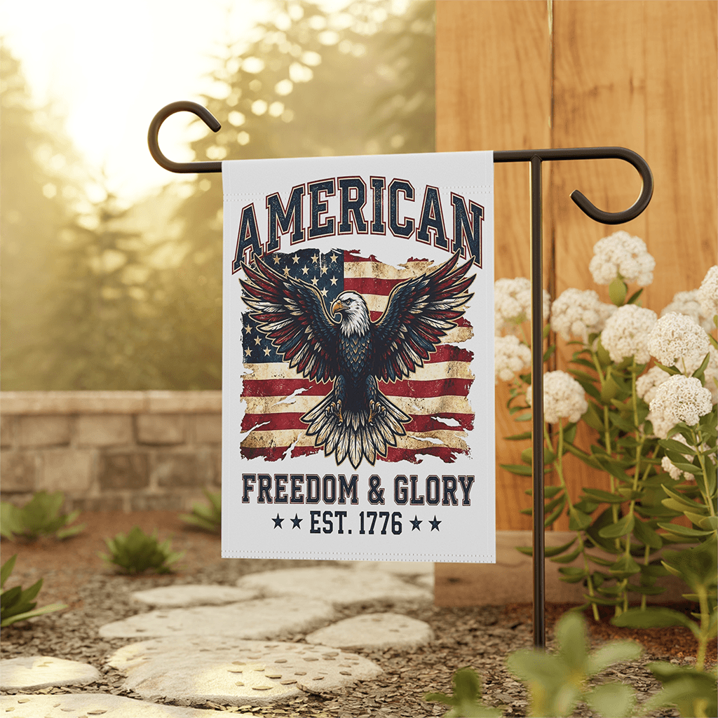 American Freedom & Glory Patriotic Eagle Flag - Independence Day Gift House Decor thumbnail - back view