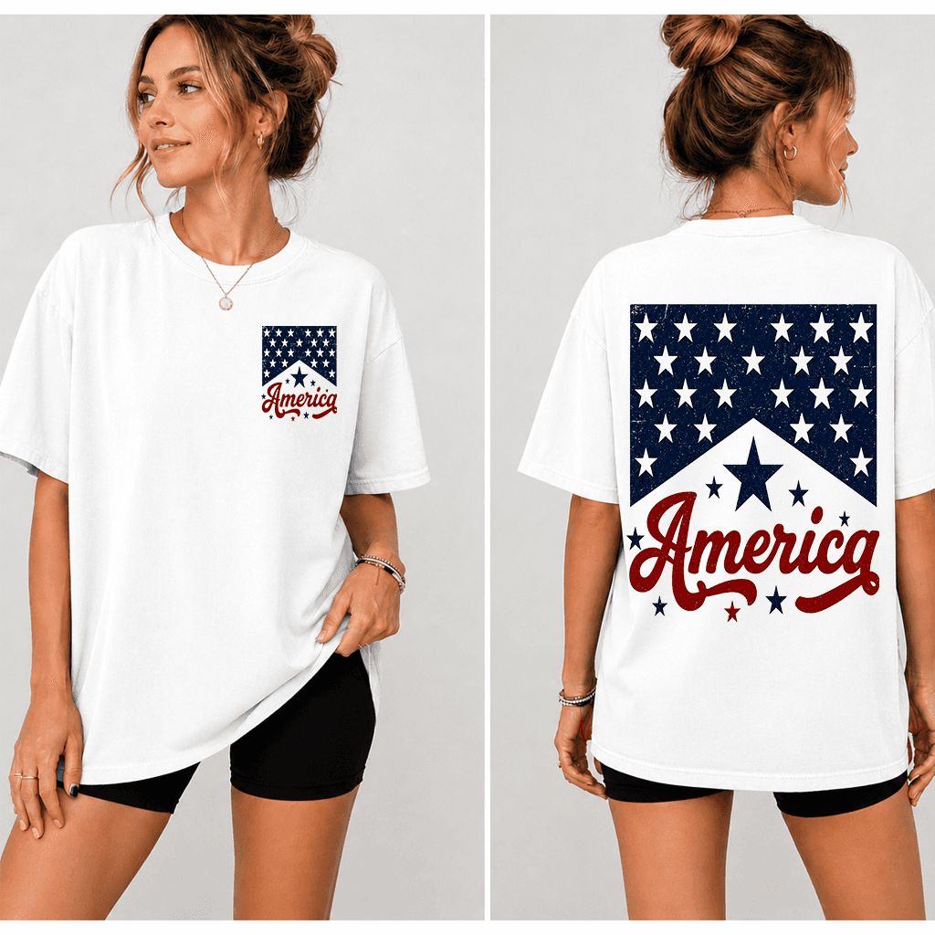 Red White Blue America Flag T-Shirt - Ideal 4th of July Patriotic Gift for Him & Her thumbnail - detail view