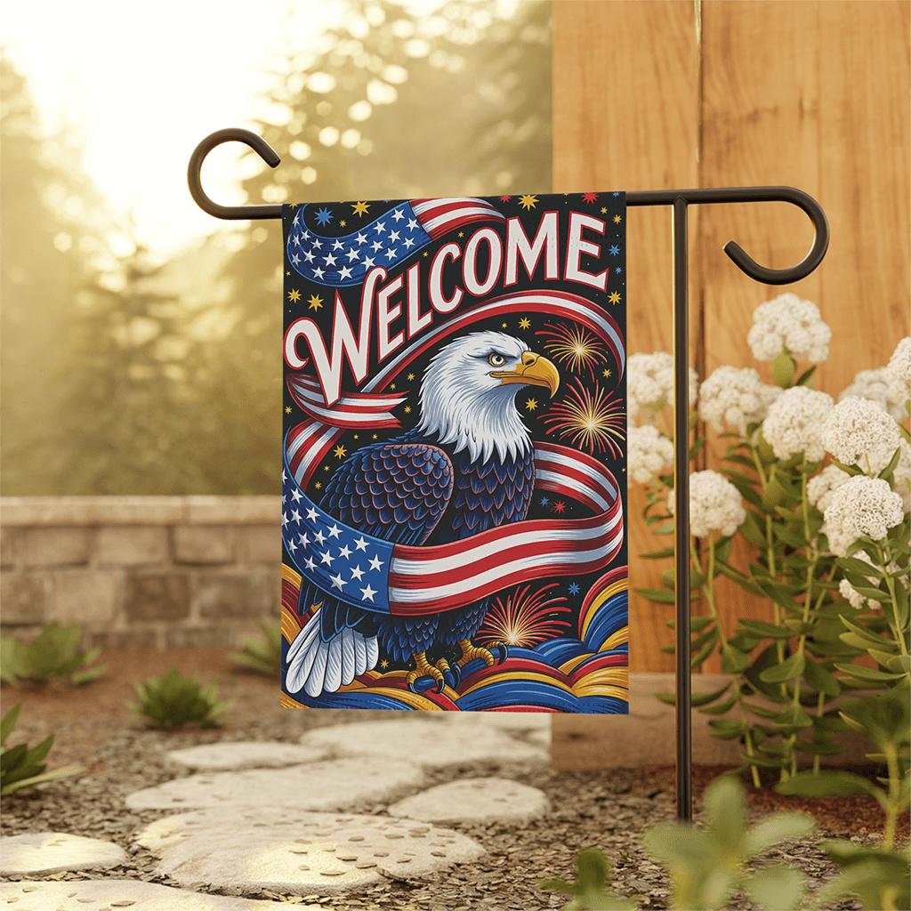 Welcome to USA 250th Anniversary Patriotic Eagle Flag - Ideal Gift for Independence Day thumbnail - back view