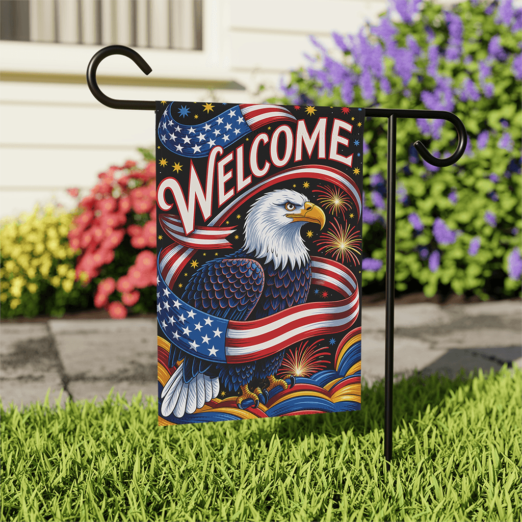 Welcome to USA 250th Anniversary Patriotic Eagle Flag - Ideal Gift for Independence Day thumbnail - front view