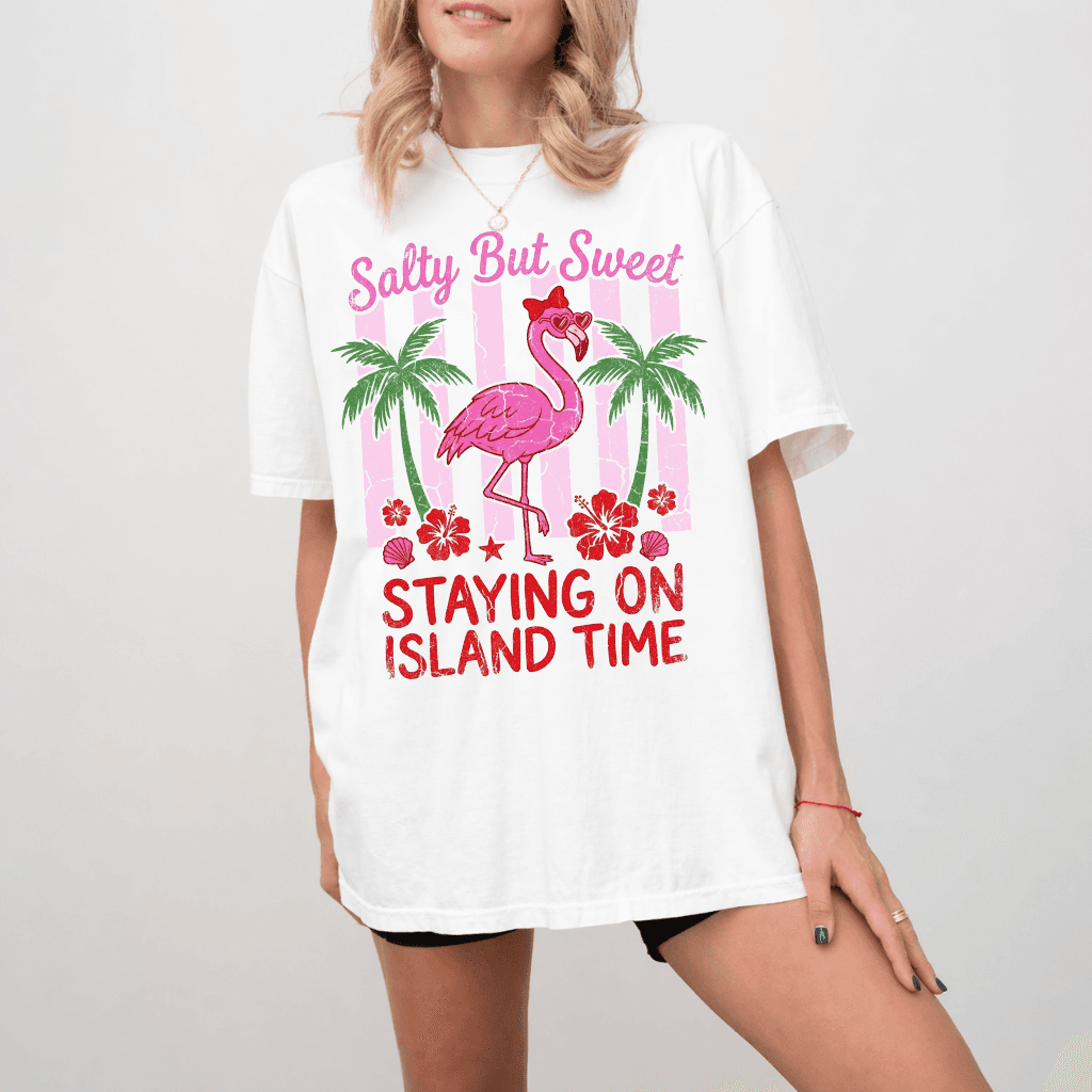Salty But Sweet Shirt - Cute Pink Flamingo Summer Vibes Wash Tee - Perfect Gift for women thumbnail - detail view