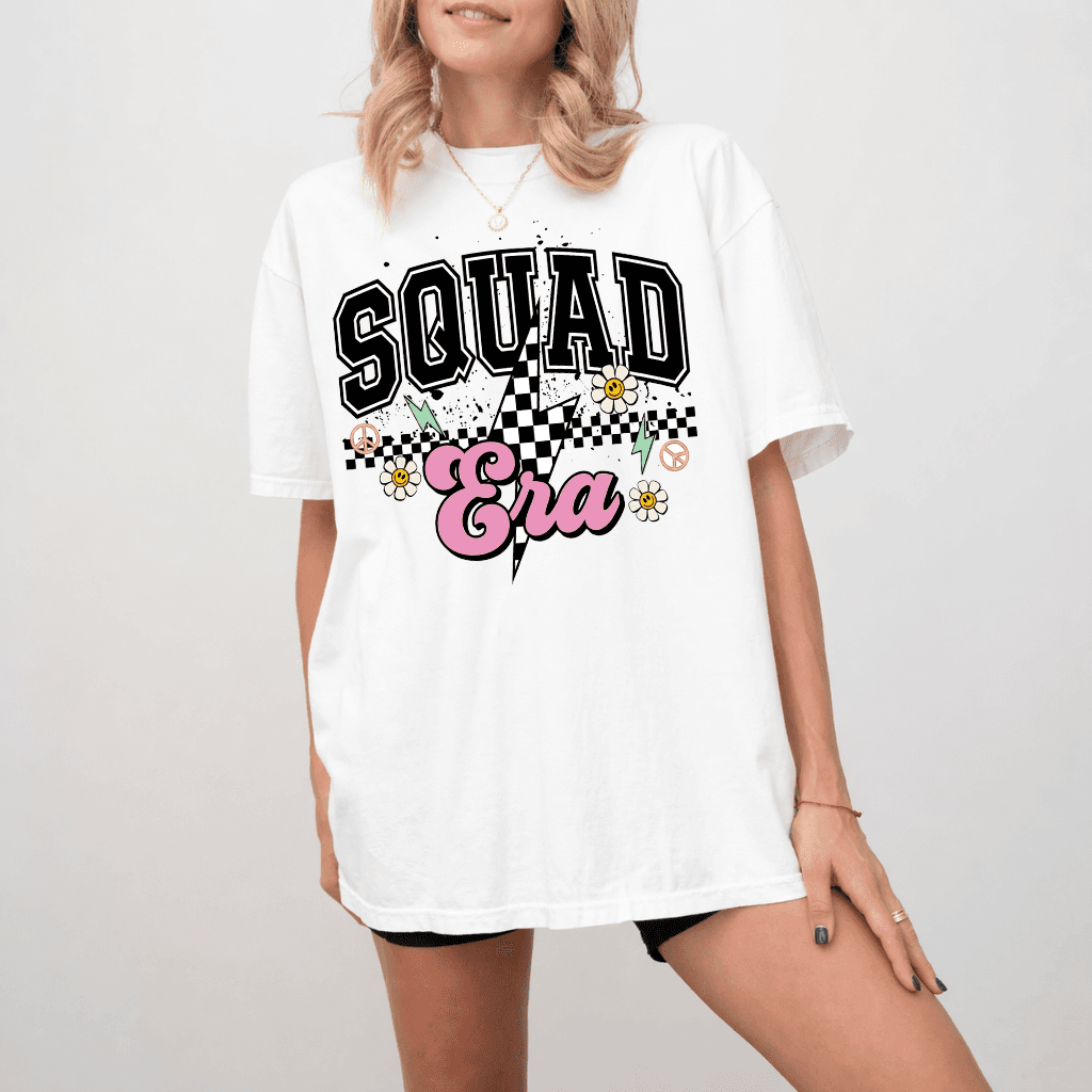 Retro Squad Era T-Shirt -Cute Daisy Lightning Y2K Style Shirt - Gift for Bridal Squad Team thumbnail - back view