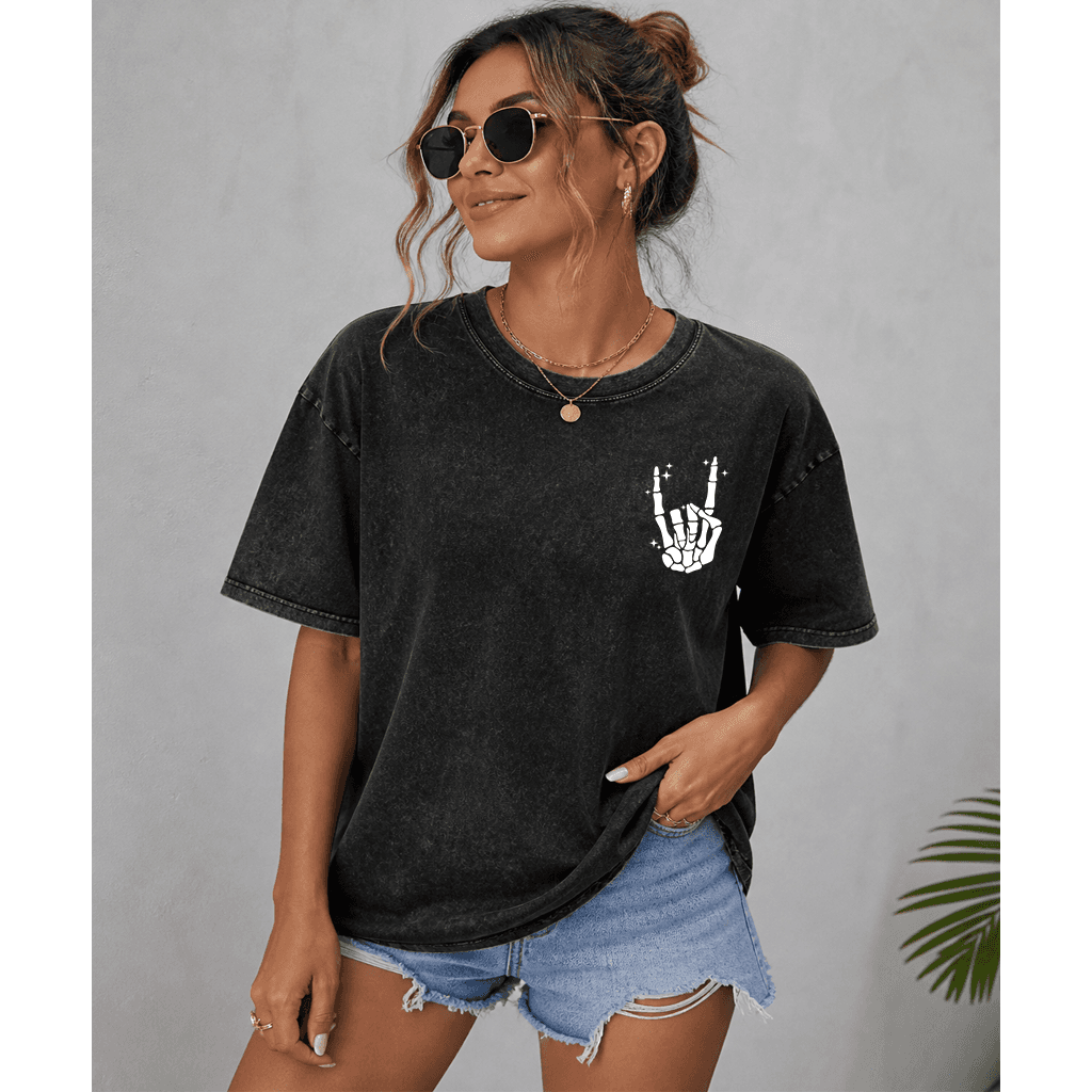 Let's Light This Shit Up American Skeleton Lady T-shirt - Funny Skeleton Lady 4th of July Gift for women thumbnail - detail view
