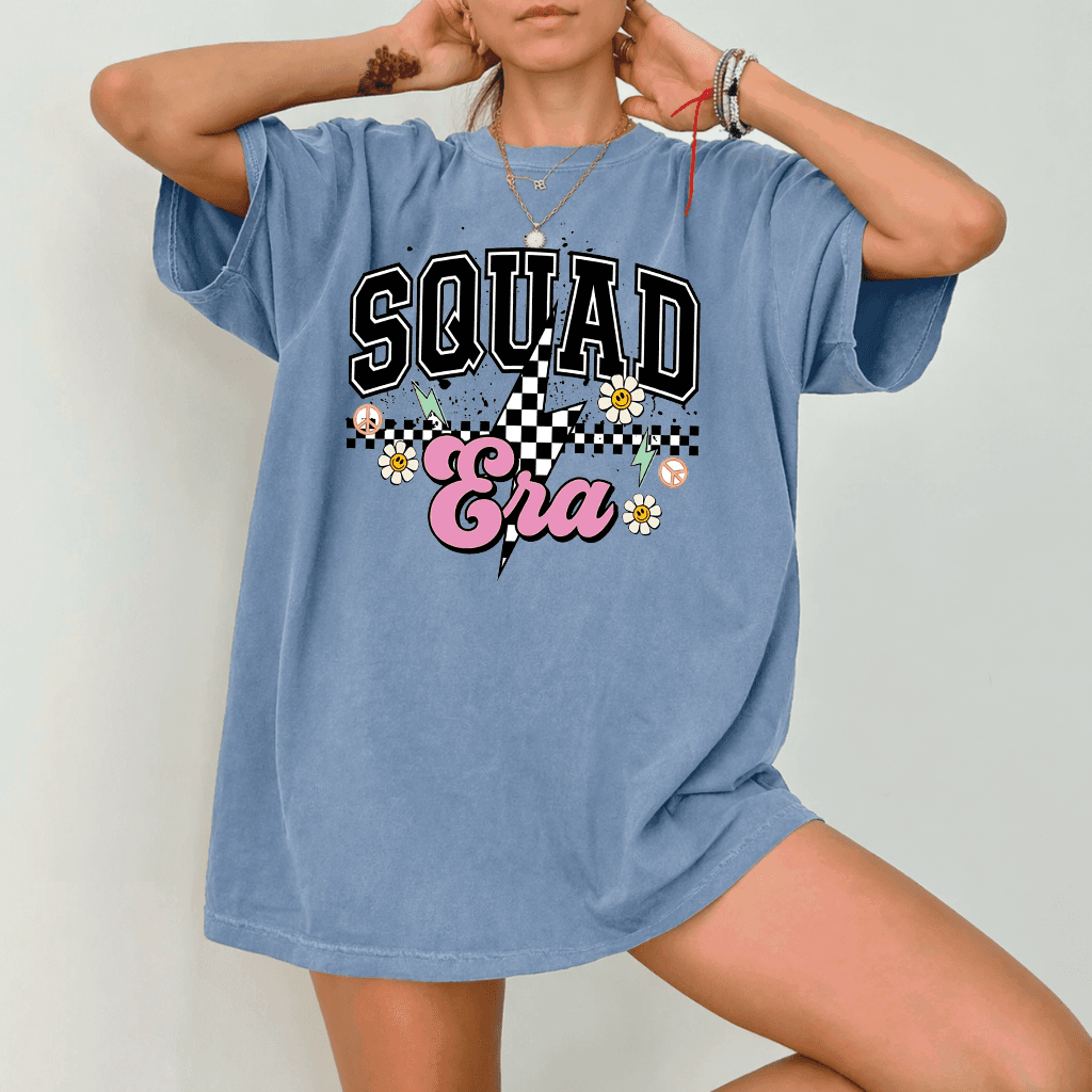 Retro Squad Era T-Shirt -Cute Daisy Lightning Y2K Style Shirt - Gift for Bridal Squad Team thumbnail - detail view