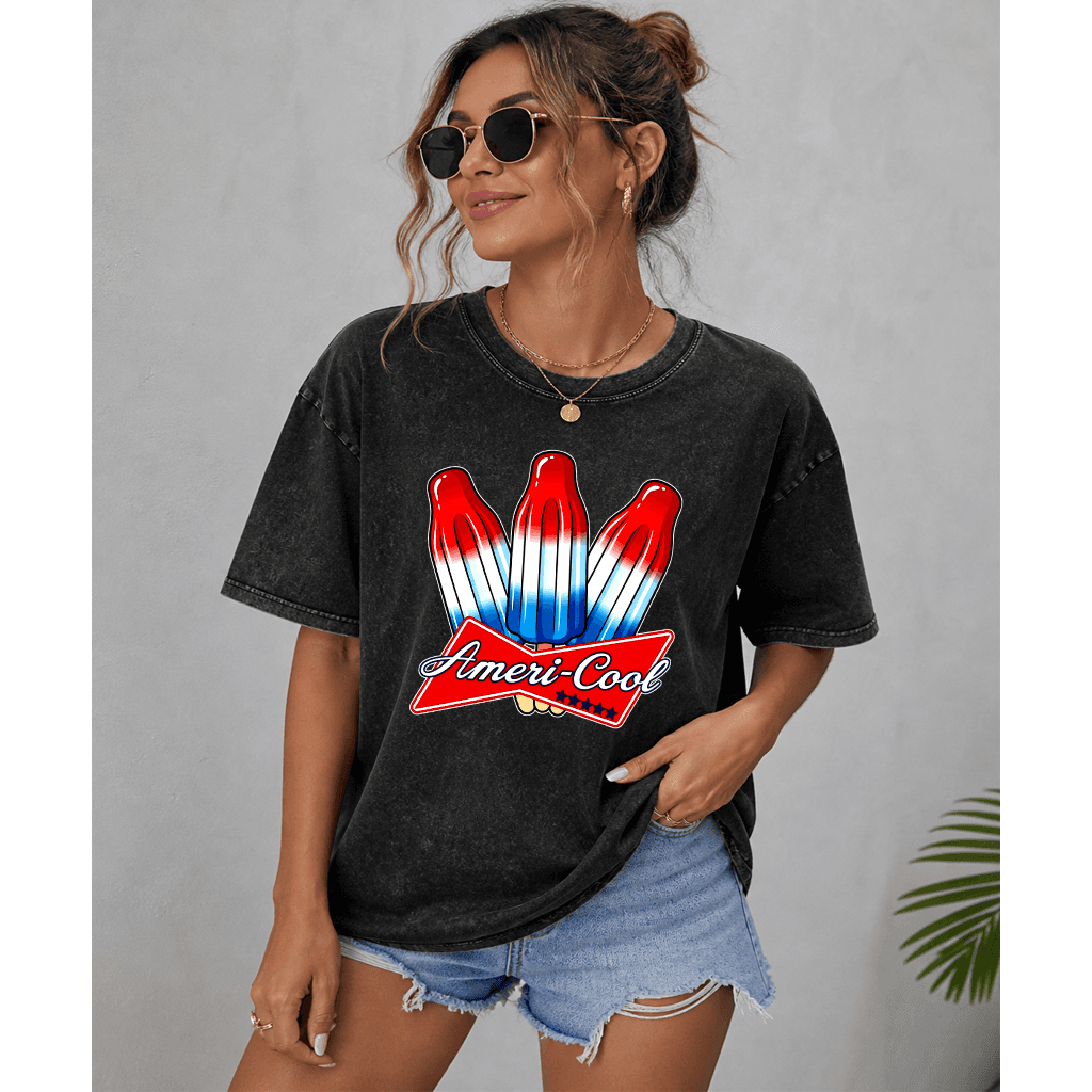 4th of July Ice Cream Wash tee - Ameri-cool Ice Cream Shirt - Cute American Patriotic Gift for men & women thumbnail - back view