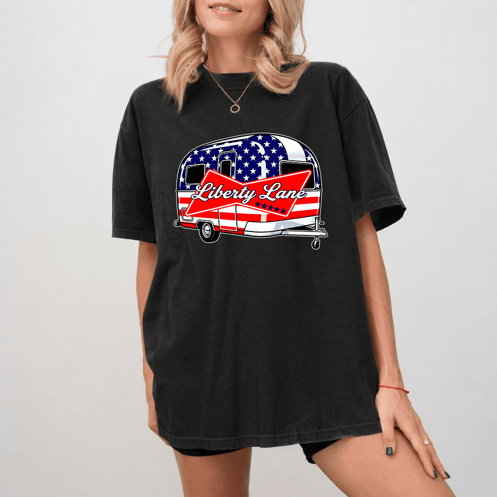 Comfort Colors USA Liberty Lane Caravan Shirt - Funny 4th of July Patriotic Gift for men & women thumbnail - back view