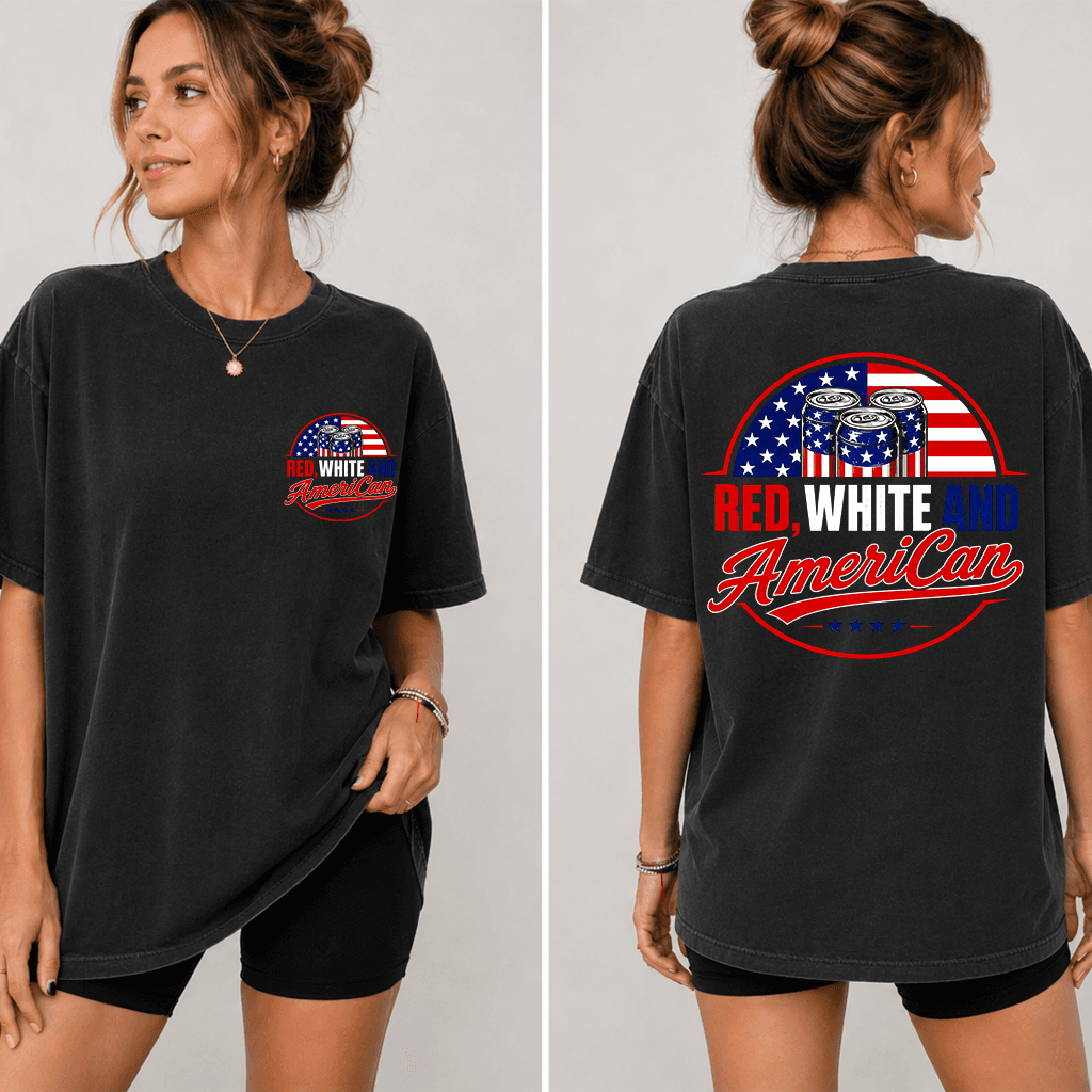 Red White and American 4th of July Beers Comfort Colors Shirt - Funny Independence Day Gift for Beer Lovers thumbnail - detail view