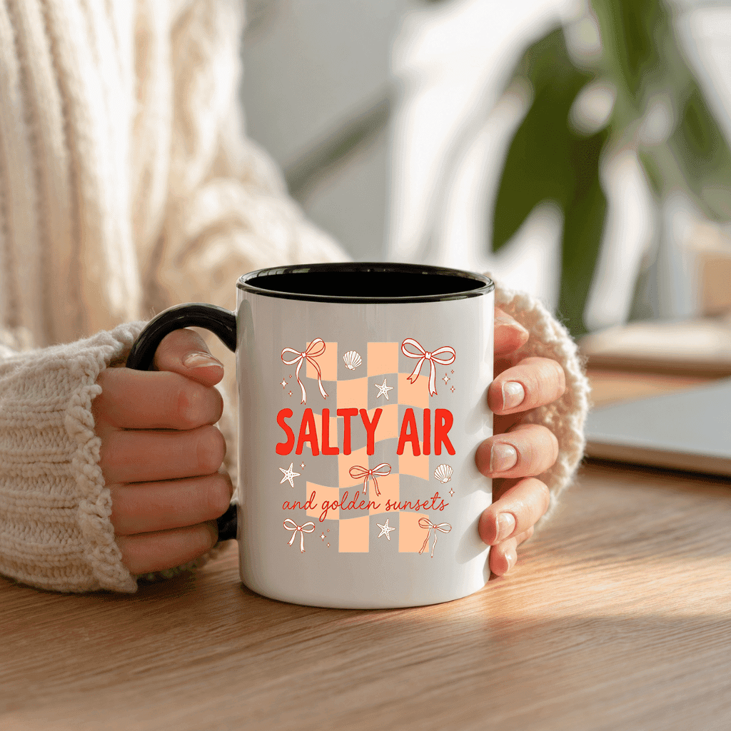 Salty Air and Golden Sunsets Accent Mug - Cute Beach Vacation Gift for women thumbnail - detail view