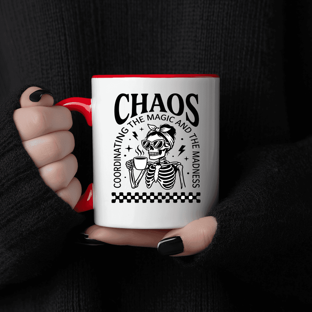 Chaos Coffee Mom Skeleton Accent Mug - Funny Mother's Day Gift for mama thumbnail - detail view