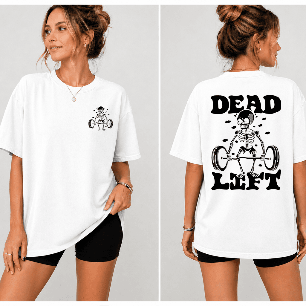 Comfort Colors Dead Lift Shirt - Funny Skeleton Loves to Lift Heavy Shirt - Perfect Father's Day Gift for Weightlifting Enthusiasts thumbnail - back view