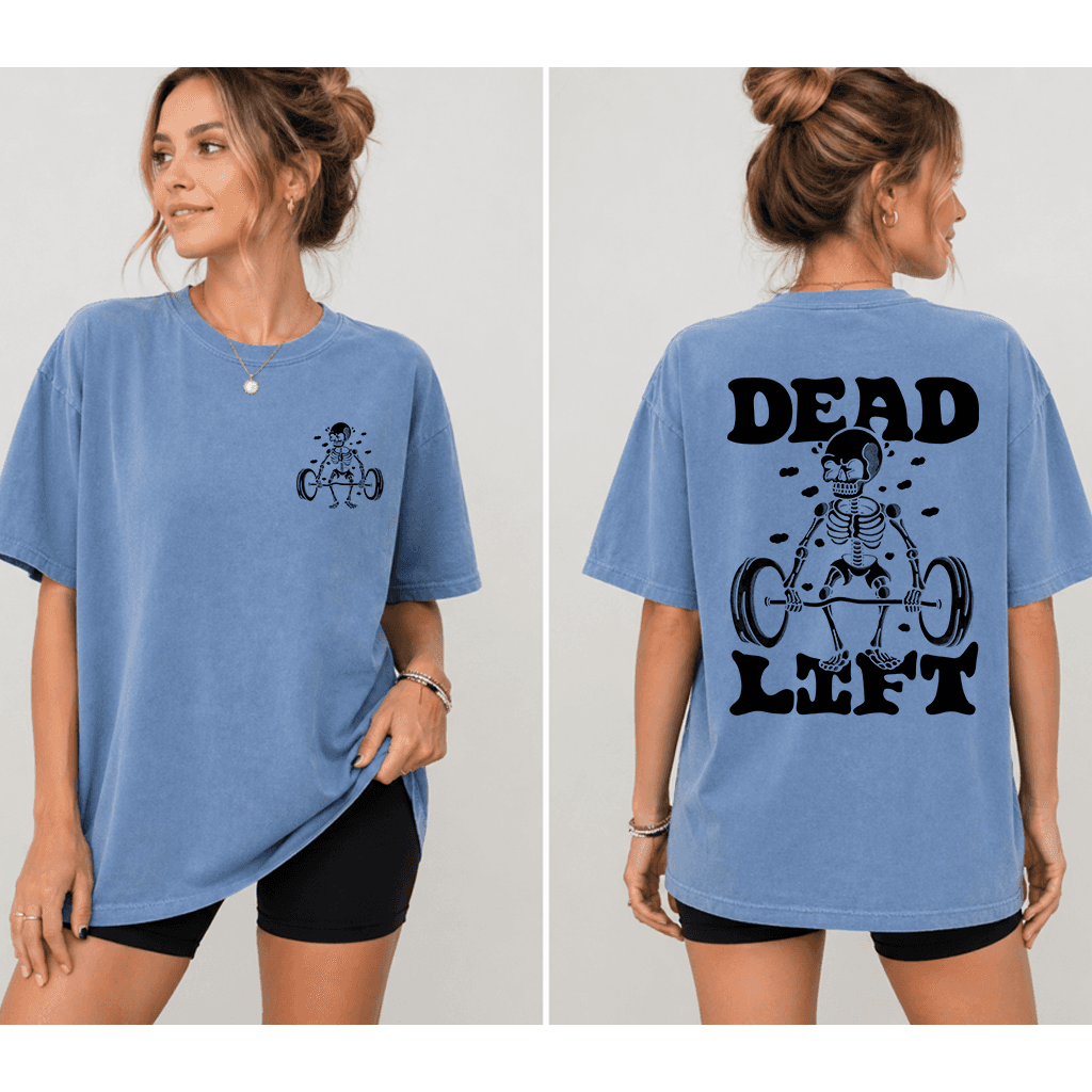 Comfort Colors Dead Lift Shirt - Funny Skeleton Loves to Lift Heavy Shirt - Perfect Father's Day Gift for Weightlifting Enthusiasts thumbnail - detail view